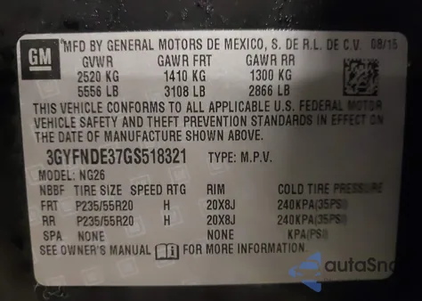 2016 Cadillac Srx Premium Collection z USA, uszkodzony, nr VIN 3GYFNDE37GS518321